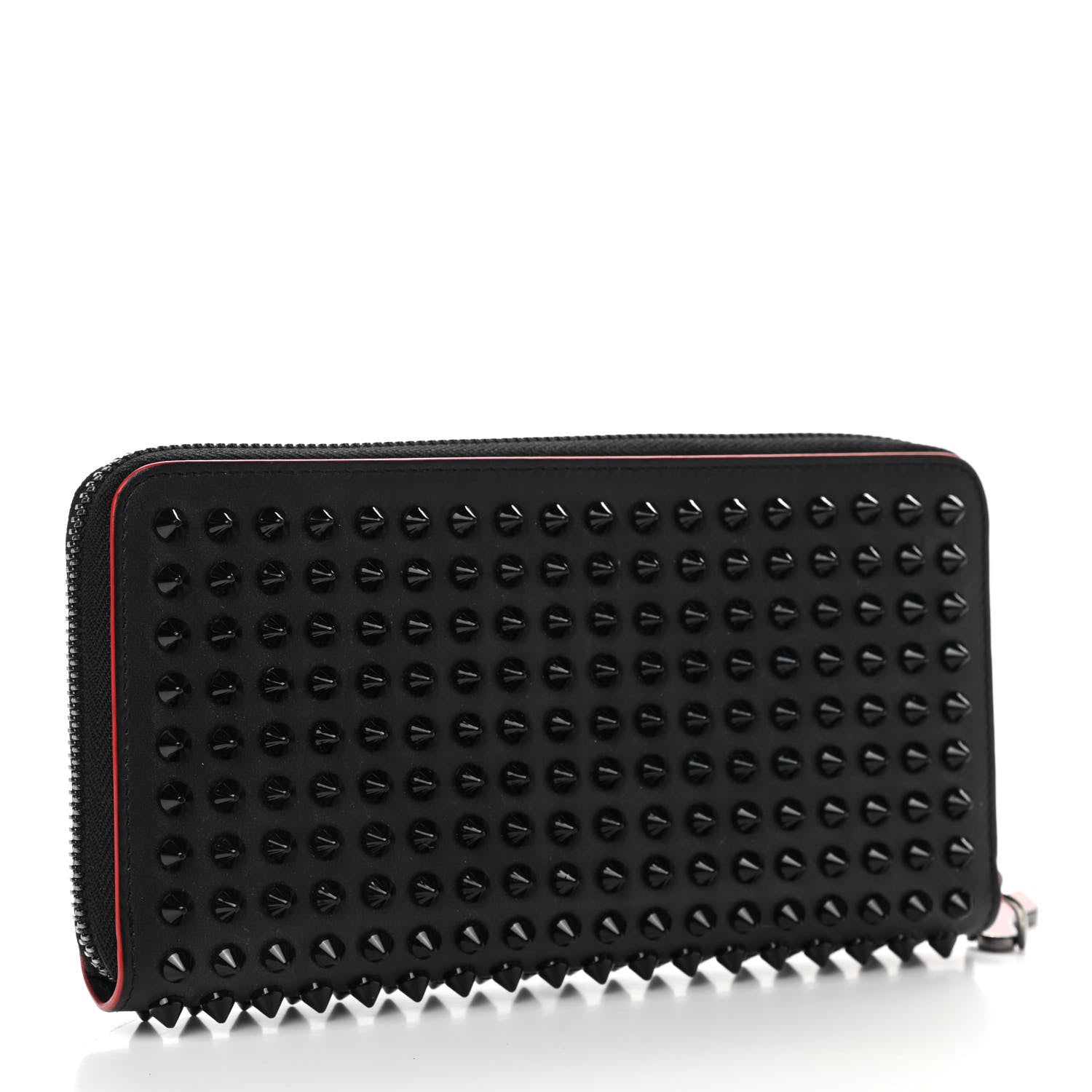 Christian Louboutin Calfskin Panettone Spiked Zip Around Wallet Black 3 of 8