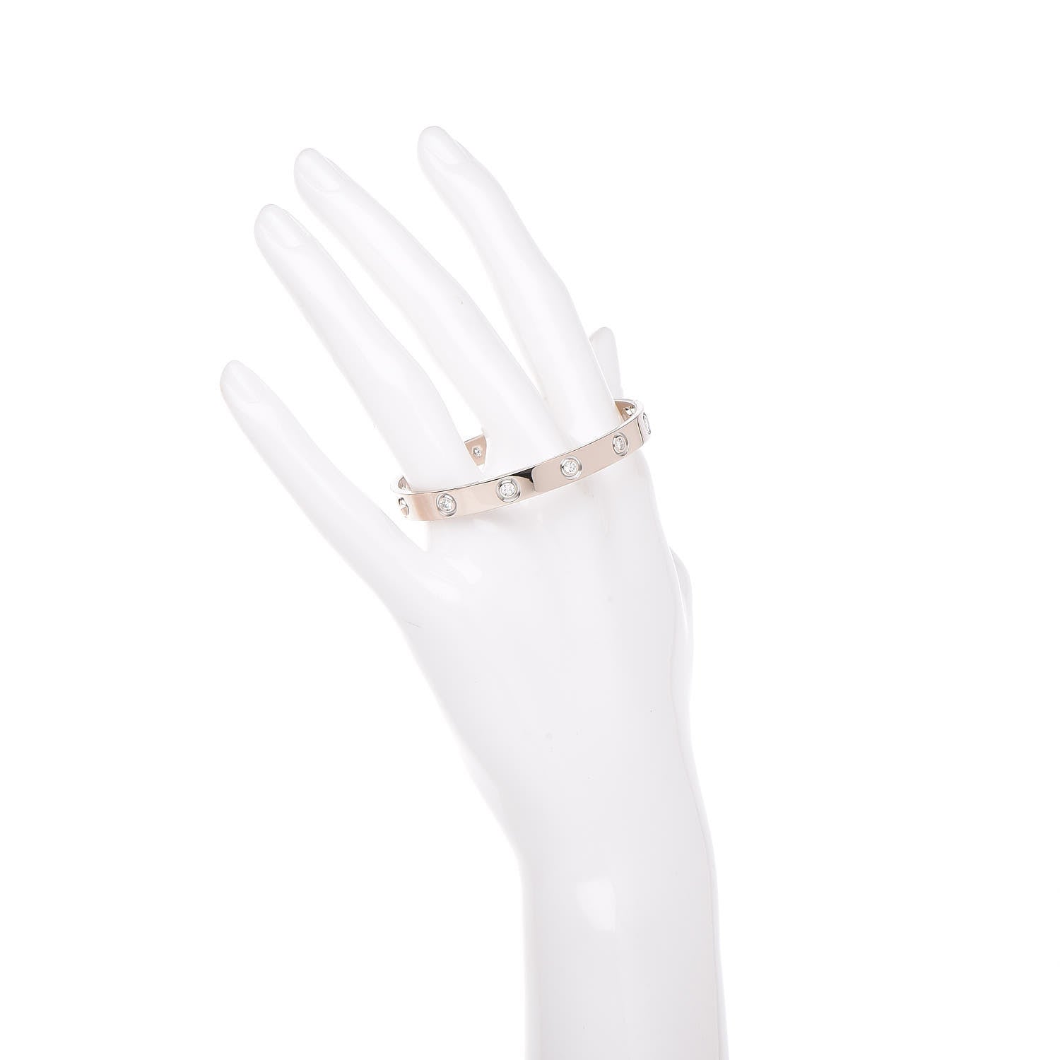 Cartier 18K White Gold 10 Diamond LOVE Bracelet 16 2 of 5