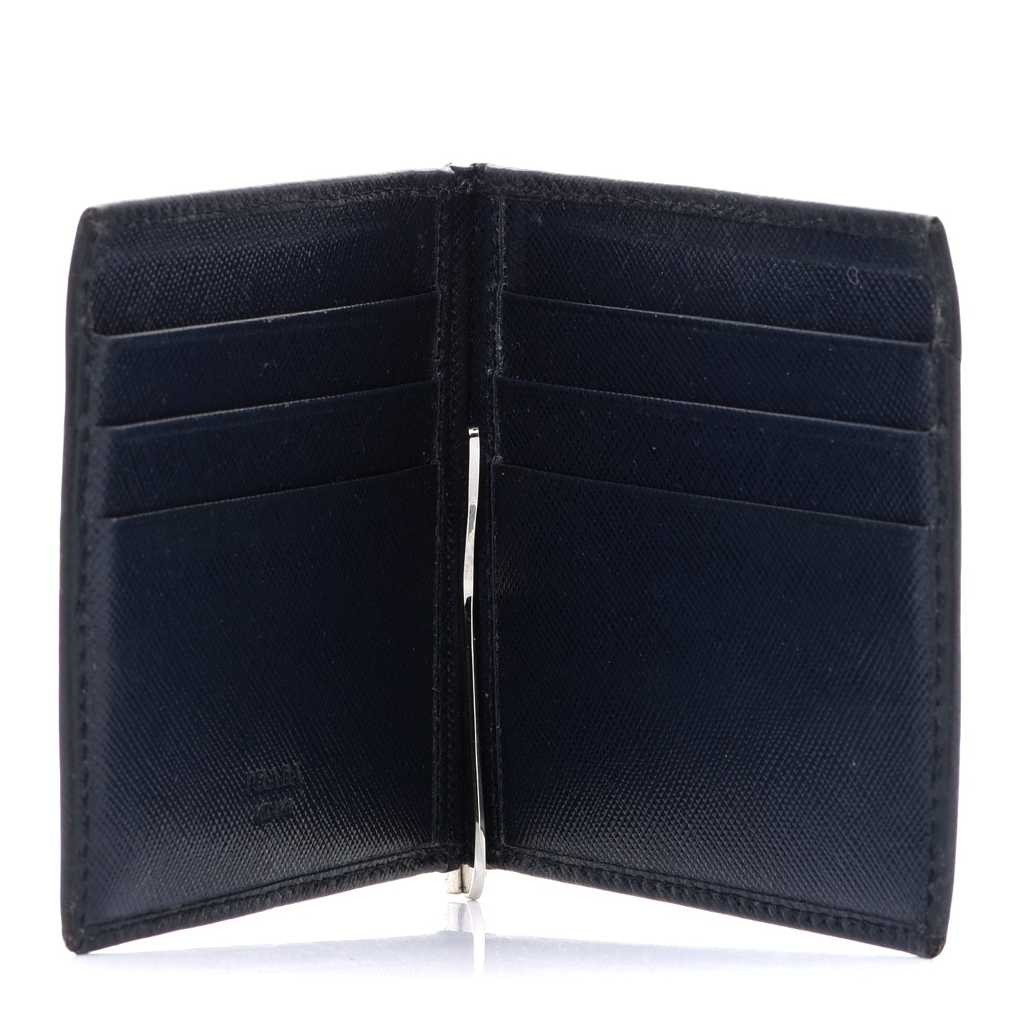 Saffiano Metal Bi-Color Money Clip Bi-Fold Wallet Black Grafite