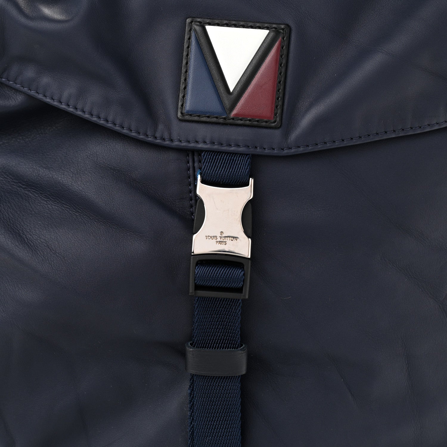 Louis Vuitton Calfskin Nylon V Line Pulse Backpack Navy Black 7 of 9