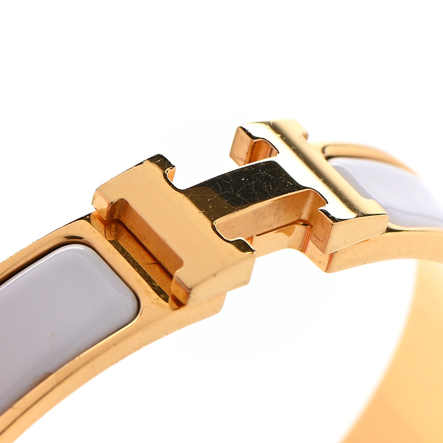Hermes Enamel Narrow Clic Clac H Bracelet GM White 5 of 9
