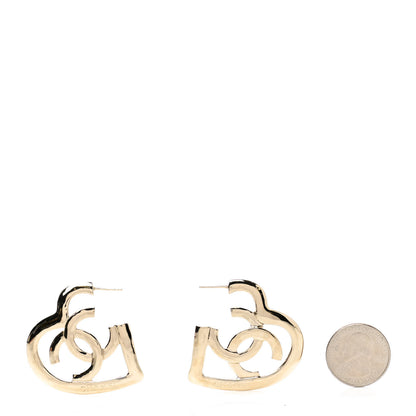 Chanel Metal CC Heart Coco In Love Hoop Earrings Gold 1 of 4