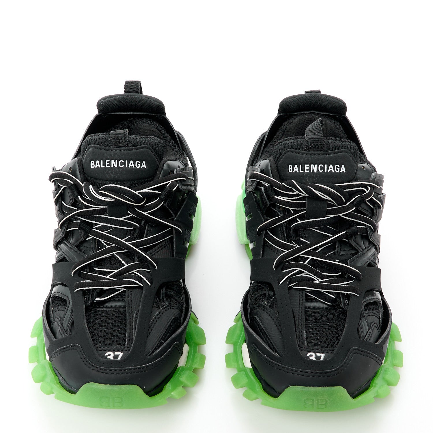 Balenciaga Mesh Nubuck Effect Fabric Glow in the Dark Womens Track Sneakers 37 Black Glow 2 of 9