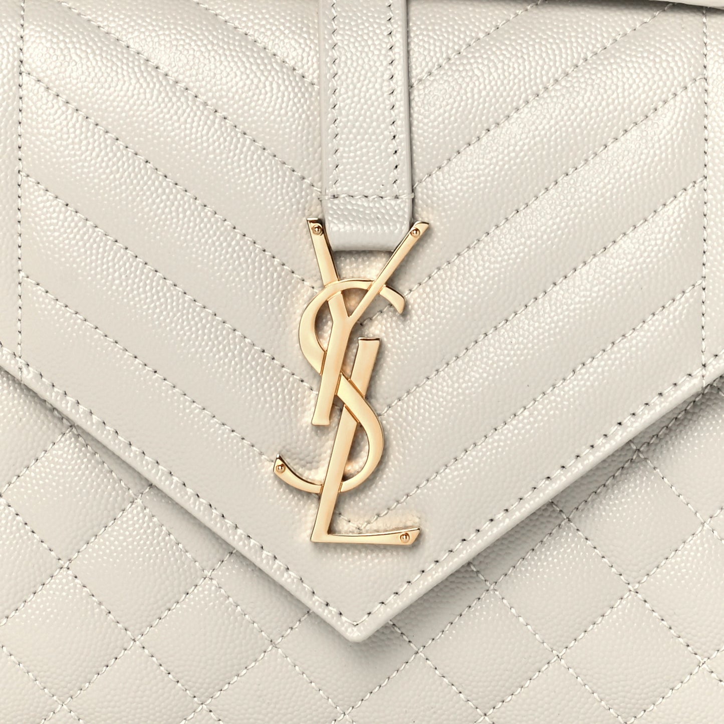 Grain De Poudre Textured Mixed Matelasse Medium Triquilt Monogram Satchel Crema Soft