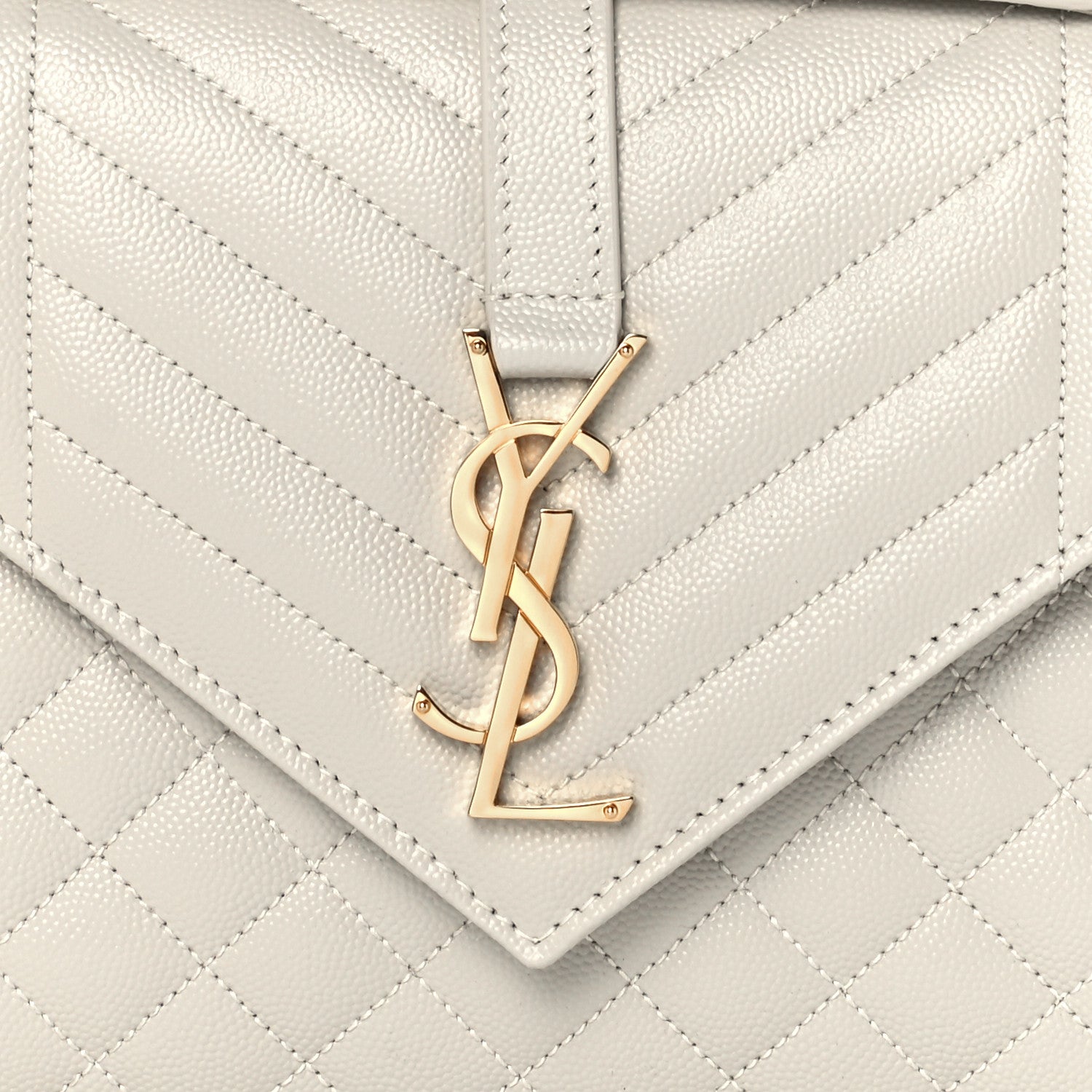 Saint Laurent Grain De Poudre Textured Mixed Matelasse Medium Triquilt Monogram Satchel Crema Soft 9 of 11