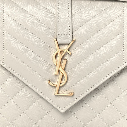 Saint Laurent Grain De Poudre Textured Mixed Matelasse Medium Triquilt Monogram Satchel Crema Soft 9 of 11