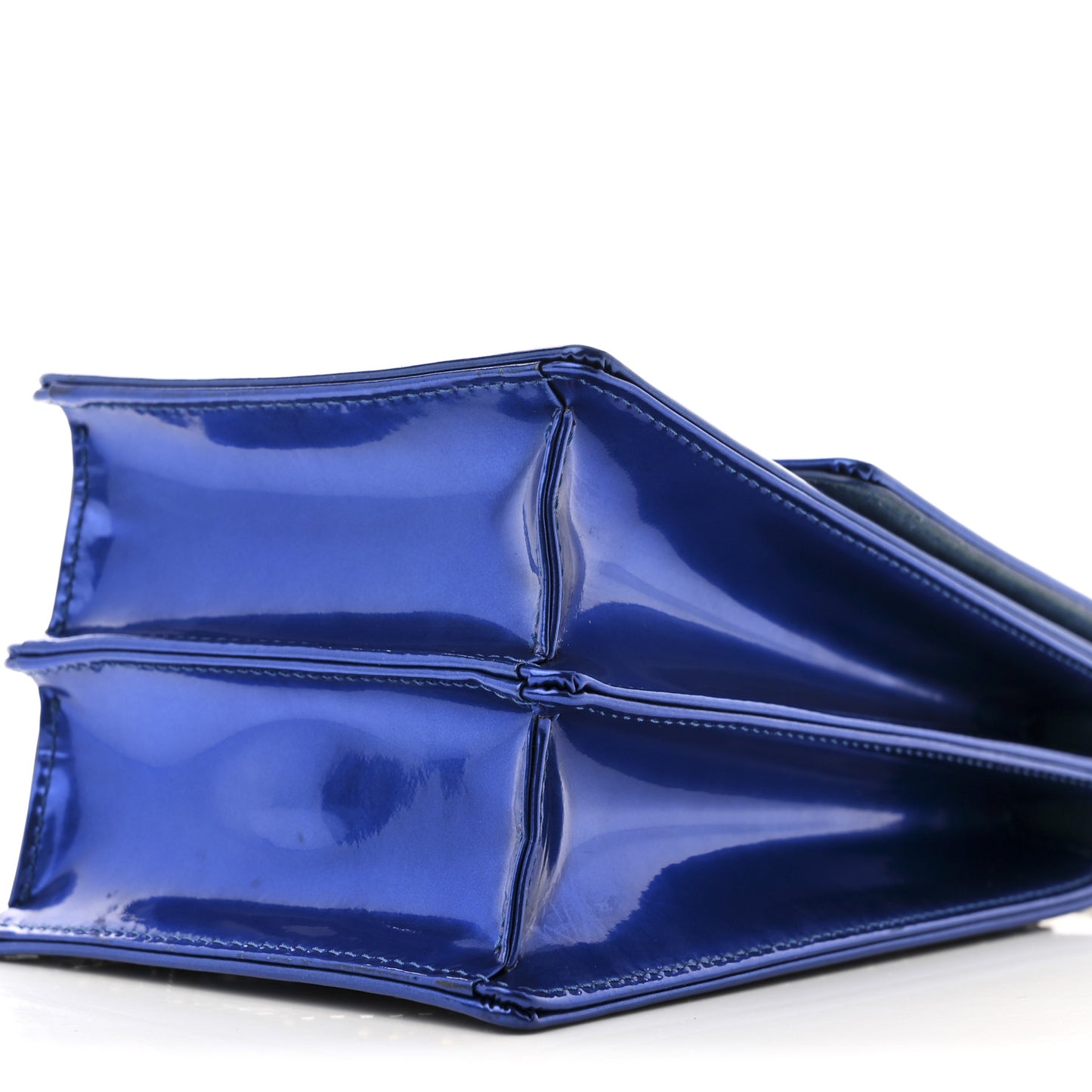 Metallic Calfskin Studded Vertical Diorama Blue