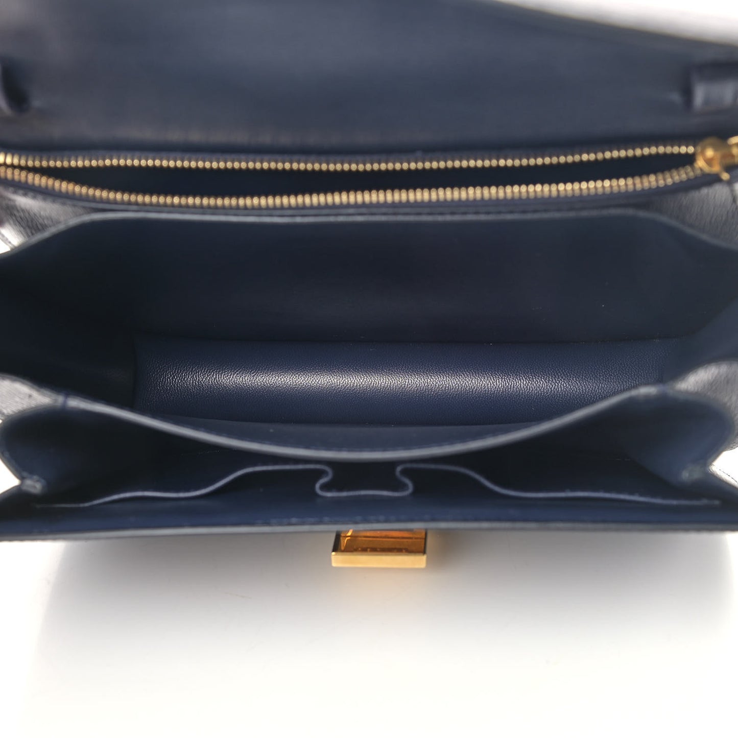Liege Calfskin Medium Classic Box Flap Bag Dark Blue