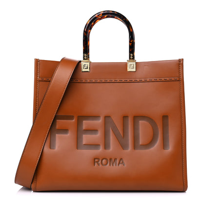 Fendi Vitello King Plexiglass Medium Fendi Sunshine Shopper Tote Cuoio 1 of 11