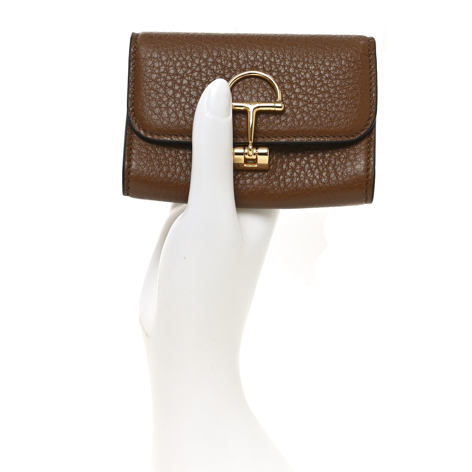 Gucci Grainy Calfskin Softbit Card Case Wallet Brown 2 of 7