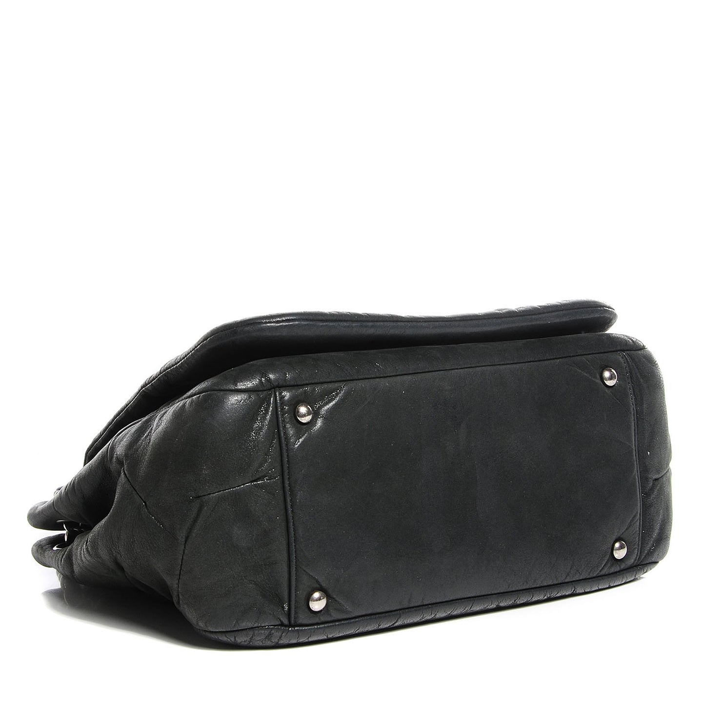 Iridescent Calfskin Glint Accordion Flap Black