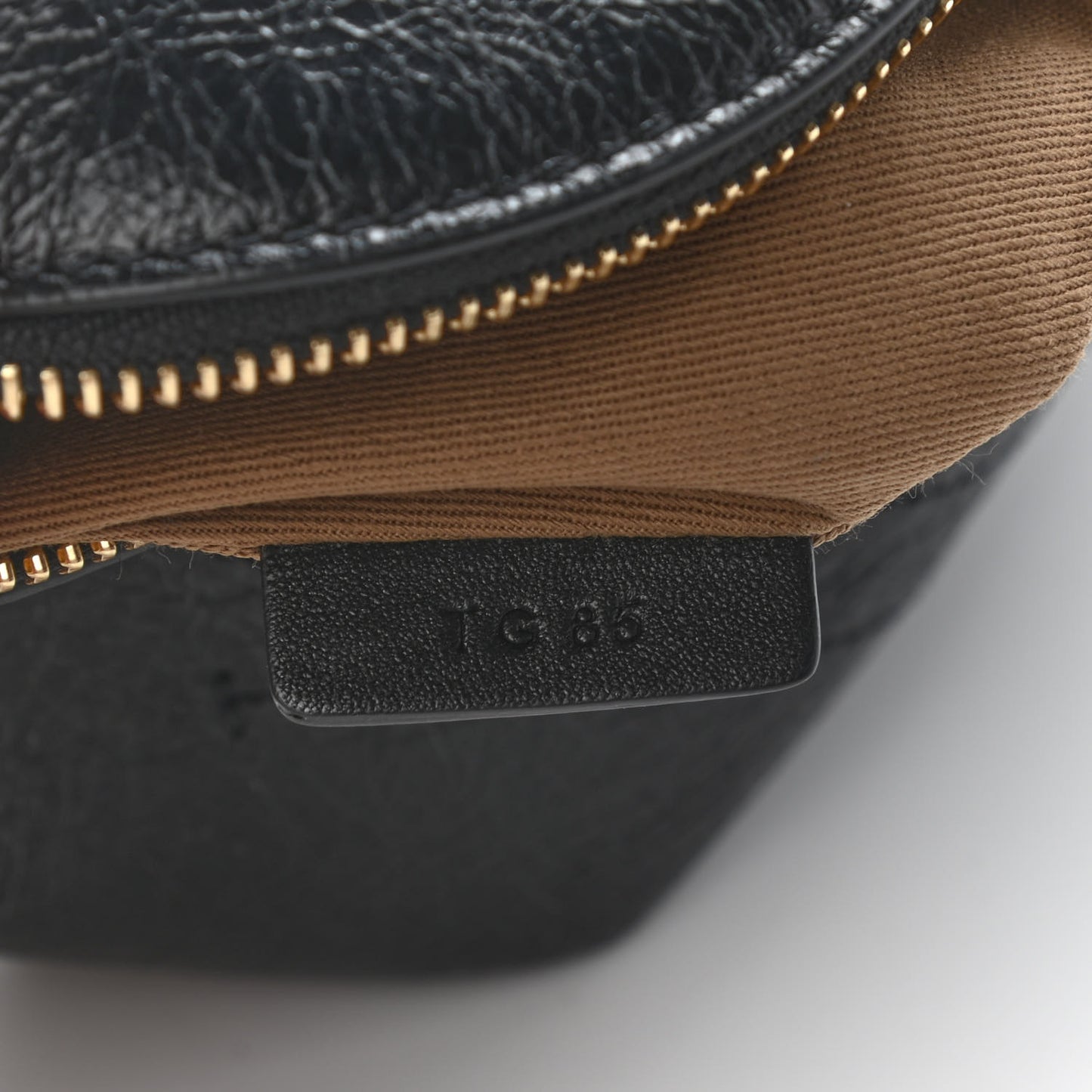 Crackle Calfskin ID Belt Bag Black