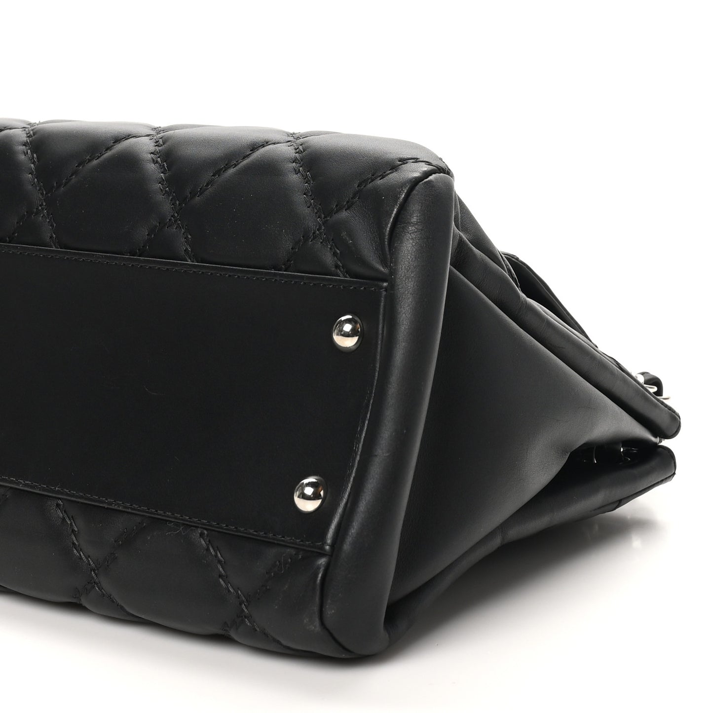 Calfskin Double Stitch Large Hamptons Flap Bag Black