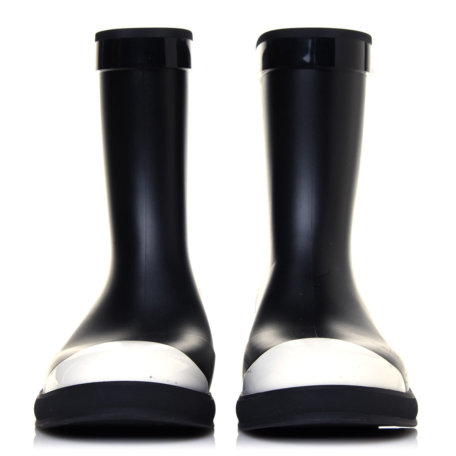 Chanel Rubber CC Short Rain Boots 39 Black White 2 of 8