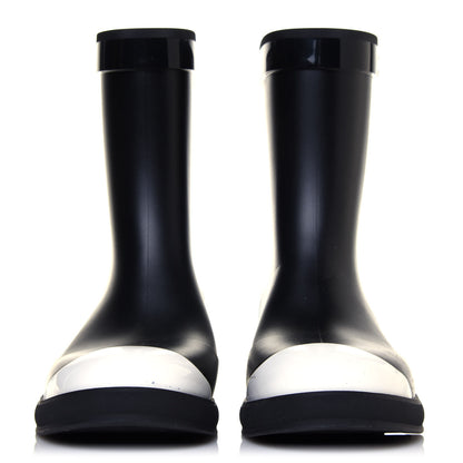 Chanel Rubber CC Short Rain Boots 39 Black White 2 of 8