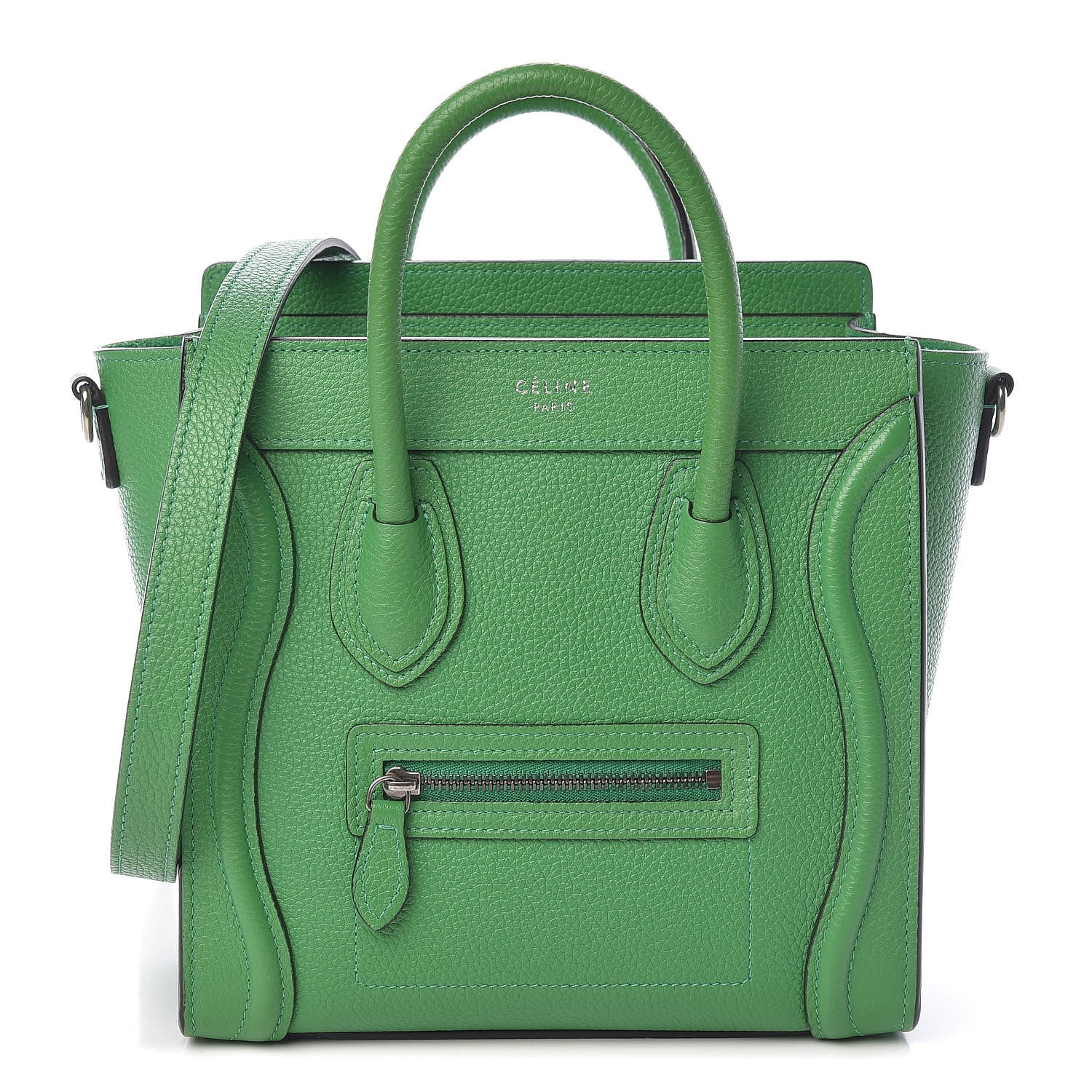 Celine Drummed Calfskin Nano Luggage Mint 1 of 12