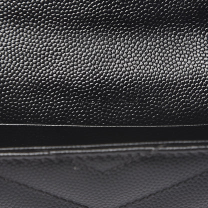 Saint Laurent Grain De Poudre Matelasse Chevron Small Monogram Envelope Wallet Black 7 of 8