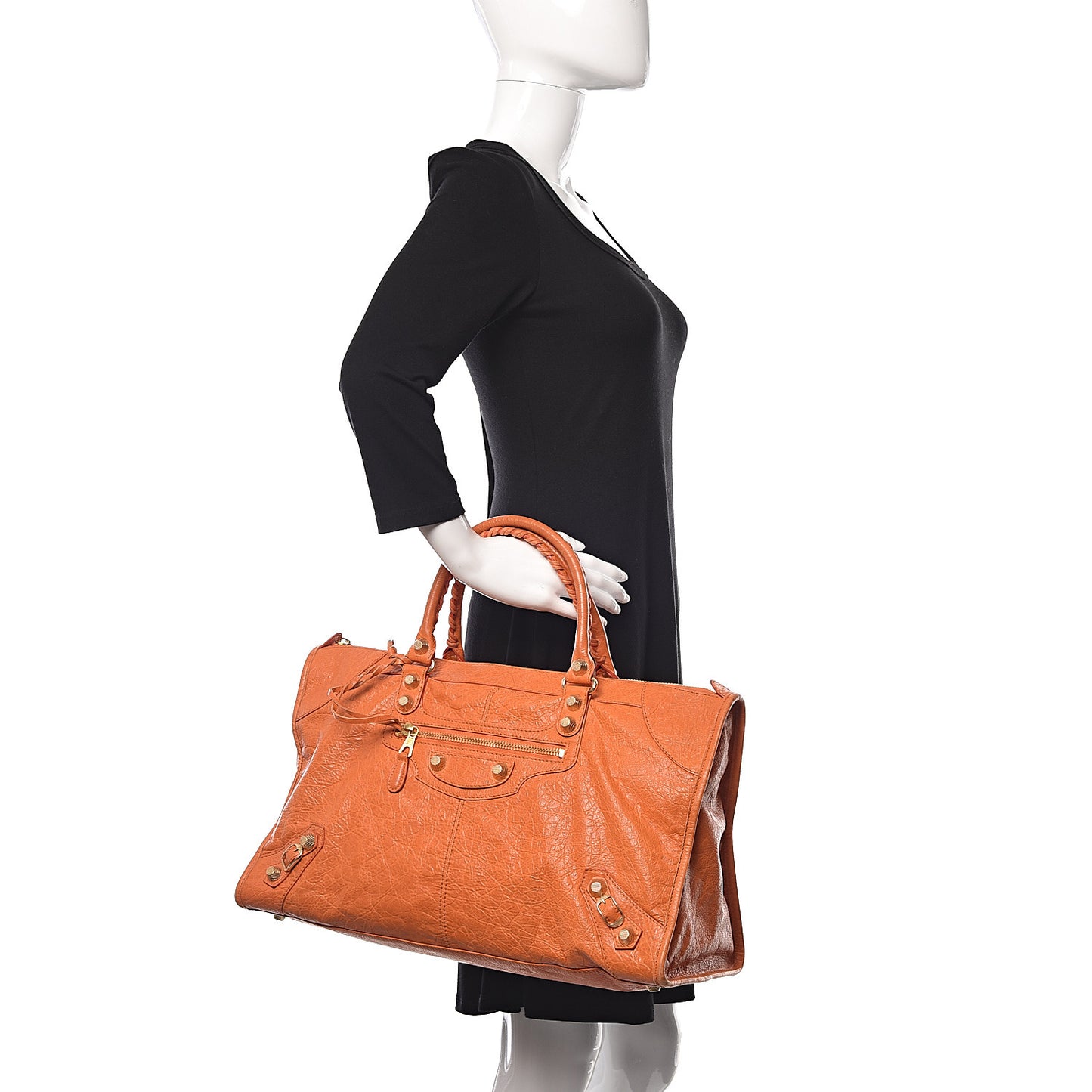 Agneau Giant 12 Gold Hardware Work Tangerine