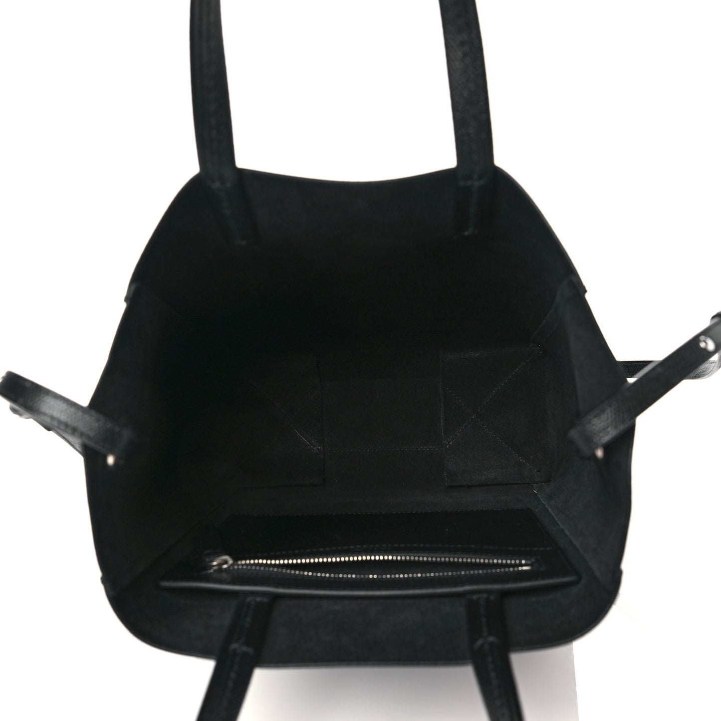 Grained Calfskin Small Vertical Cabas Black