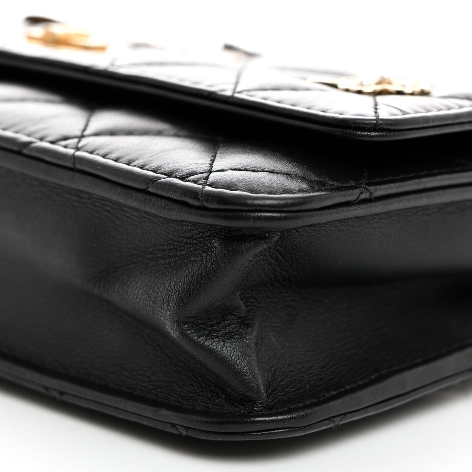 Chanel Aged Calfskin Quilted Lucky Charms 2.55 Reissue Wallet On Chain WOC Black 10 of 10