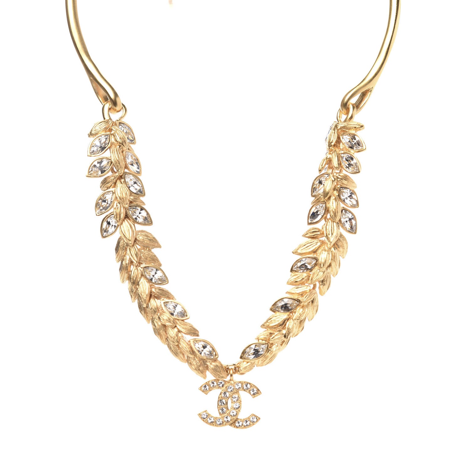 Crystal Sparkling Wheat CC Necklace Gold