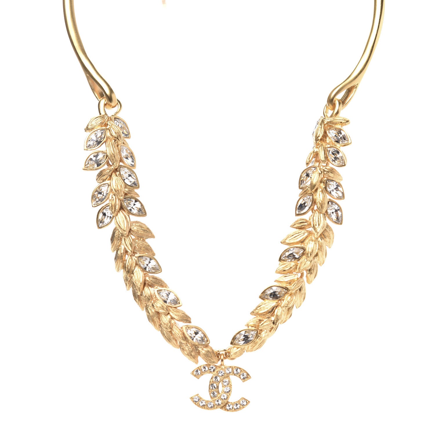 Chanel Crystal Sparkling Wheat CC Necklace Gold 1 of 5