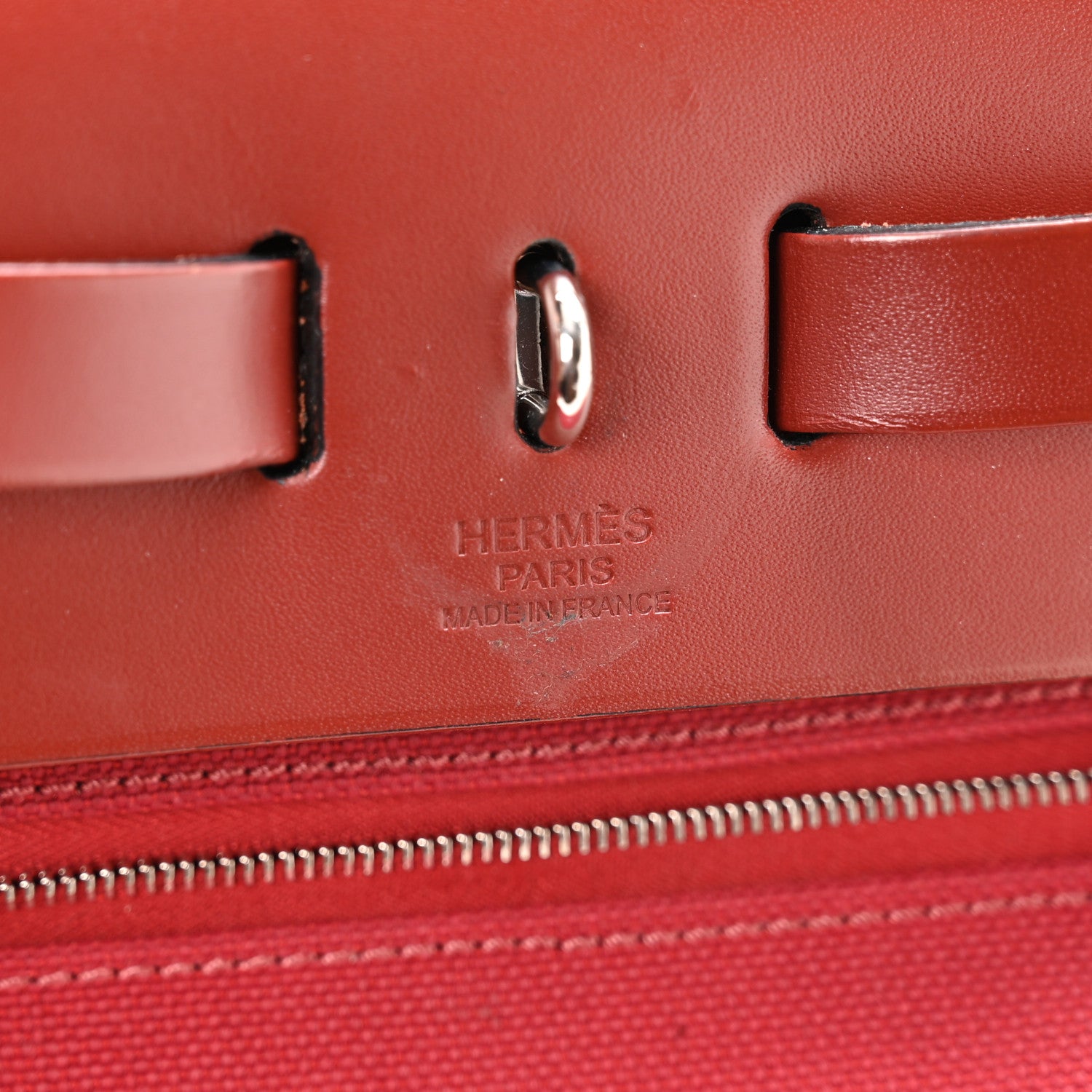 Hermes Vache Hunter Toile Herbag Zip 31 PM Rouge H 7 of 12