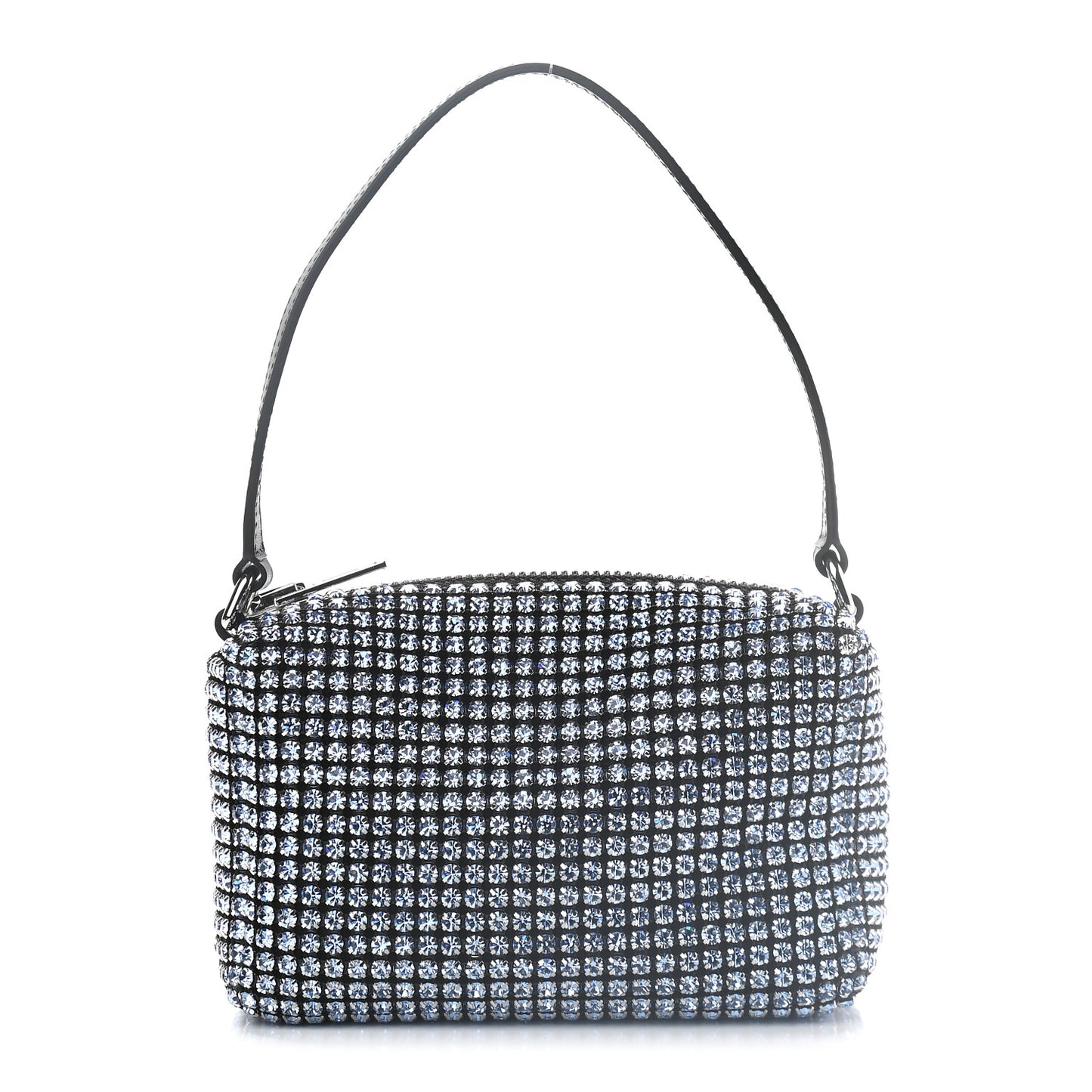 Mesh Crystal Rhinestone Mini Heiress Pouch Blue Silver