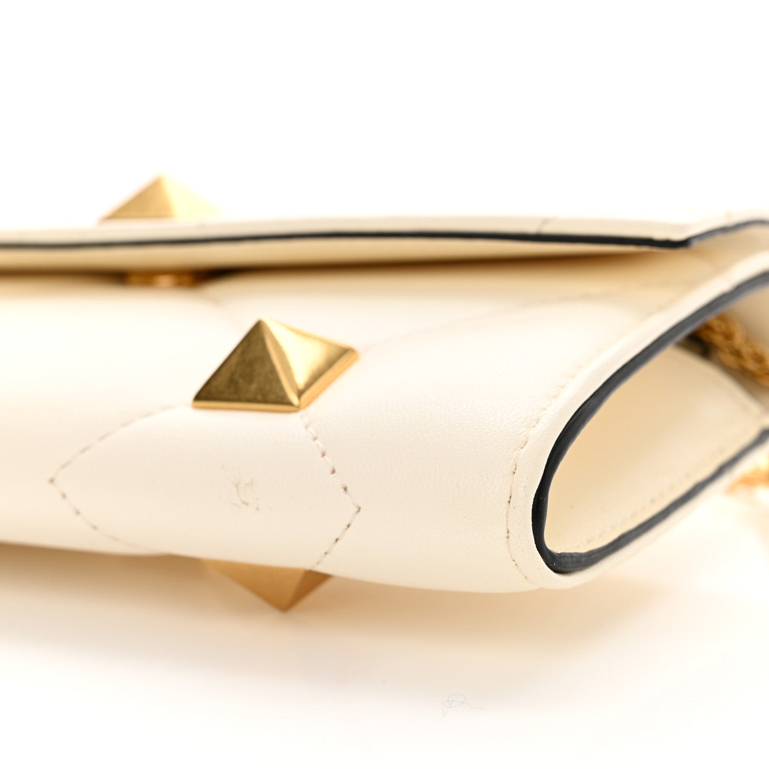 Valentino Garavani Nappa Roman Stud Wallet on Chain Ivory 10 of 14