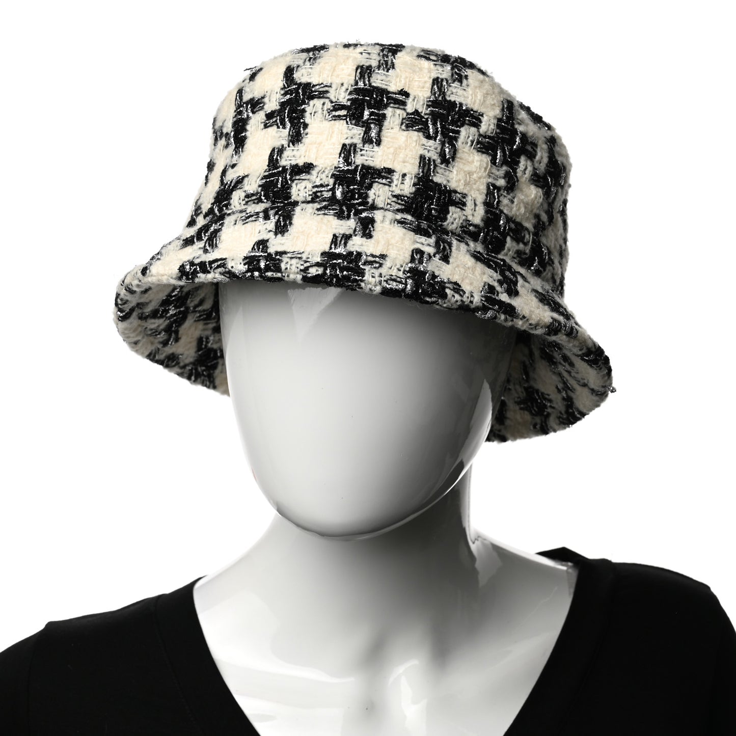 Tweed Bucket Hat M Black Ecru