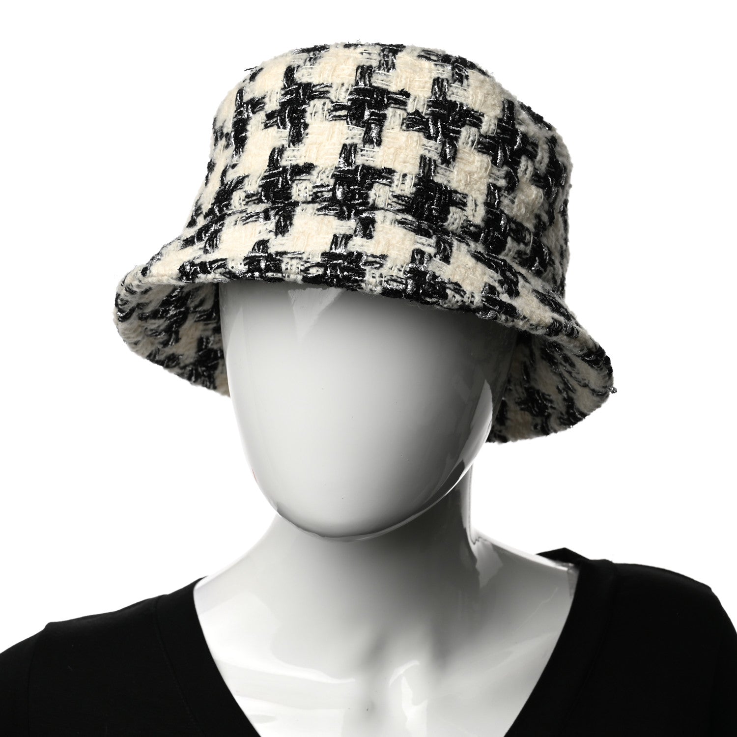 Chanel Tweed Bucket Hat M Black Ecru 2 of 9