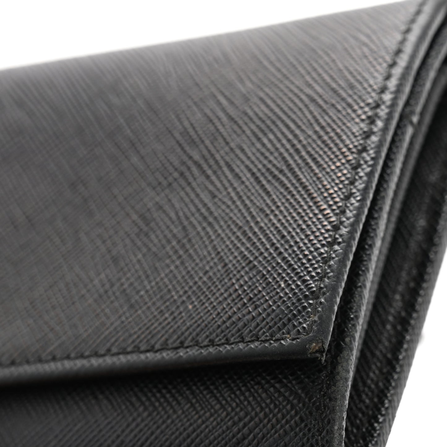 Saffiano Triangle Logo Continental Flap Travel Wallet Black