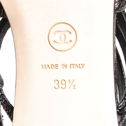 Chanel Metallic Calfskin Gladiator Sandals 39.5 Argent Black 5 of 5