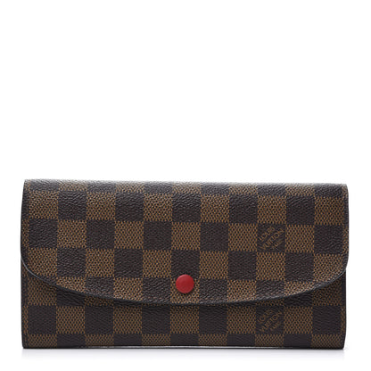 Louis Vuitton Damier Ebene Emilie Wallet Red 1 of 8