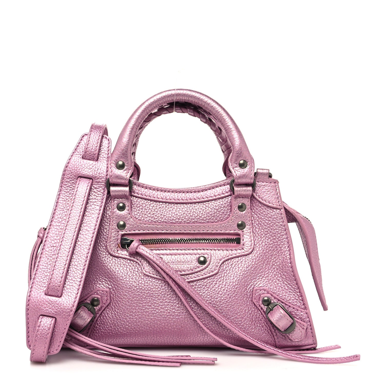 Balenciaga Metallic Grained Calfskin Neo Classic Silver Hardware Mini City Pink 1 of 10