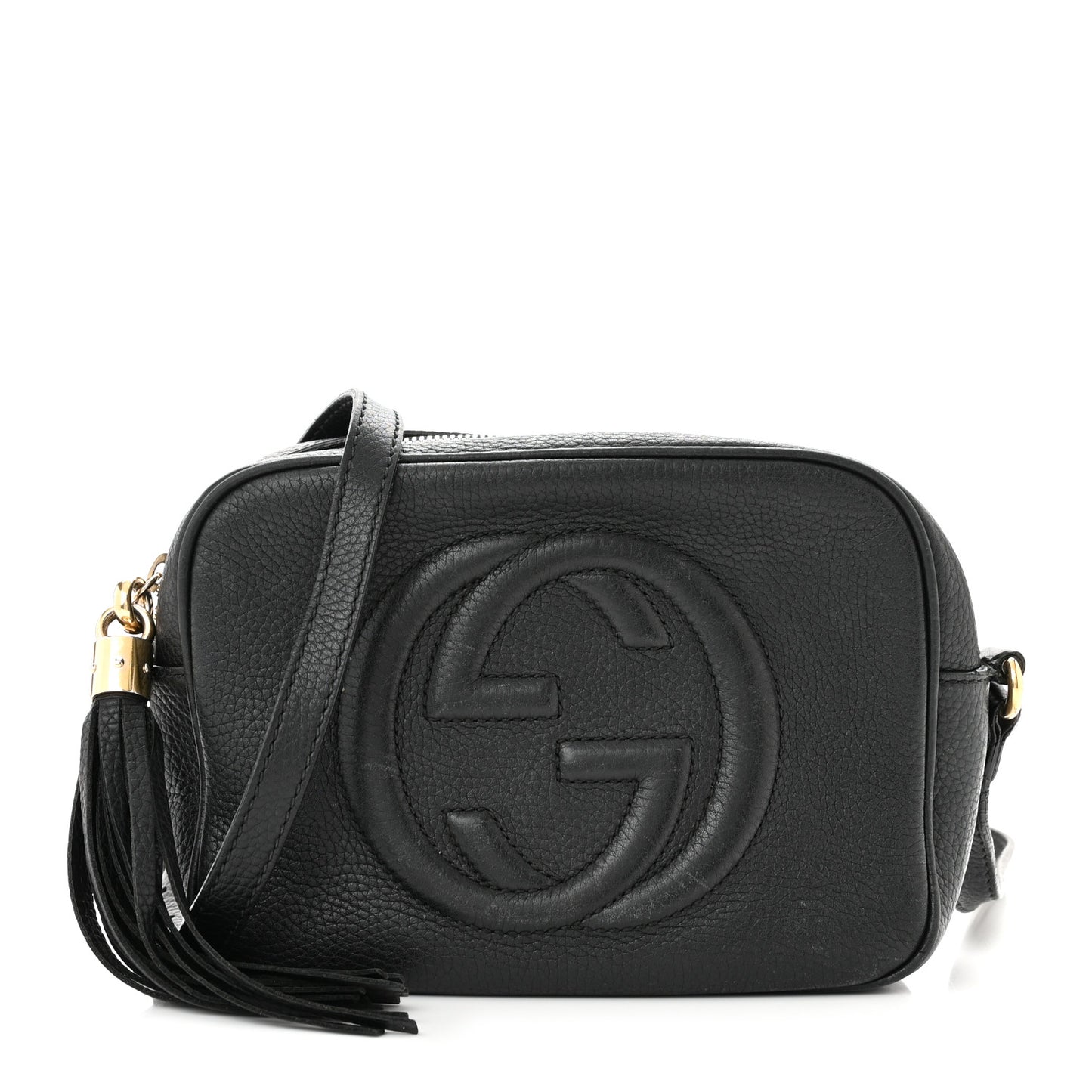 Pebbled Calfskin Small Soho Disco Bag Black