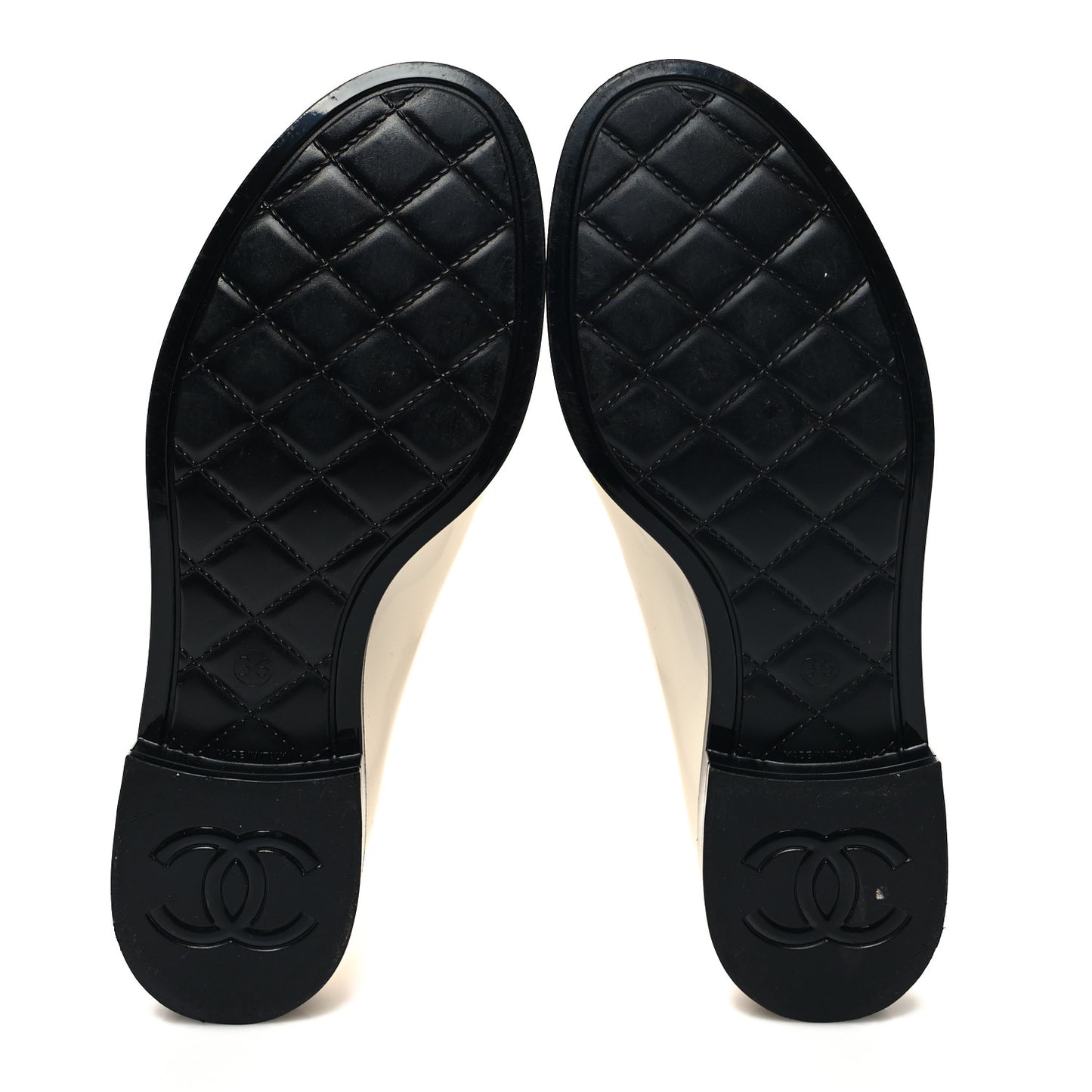 Rubber Rain Boots 36 Ivory Black