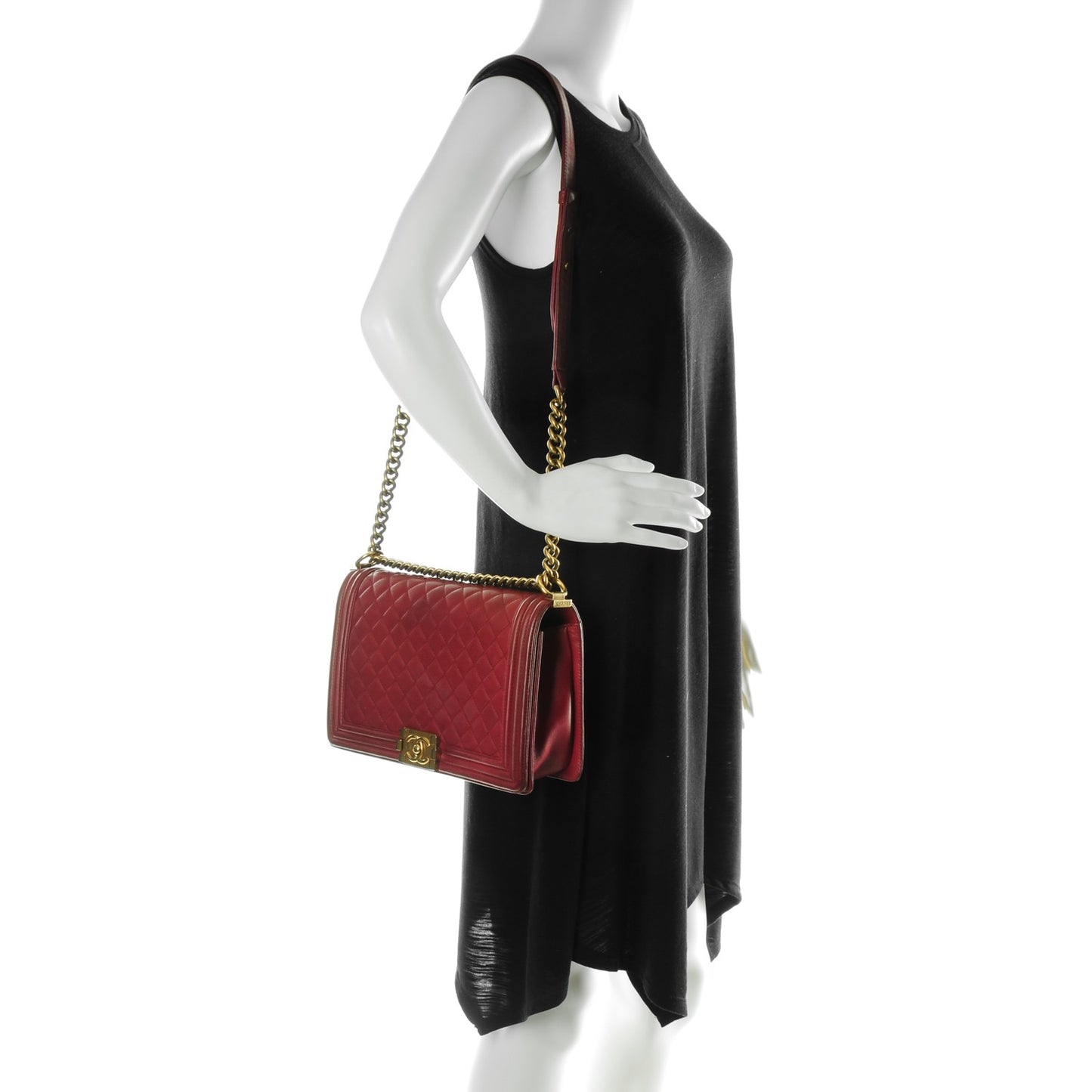 Lambskin Quilted New Medium Boy Flap Dark Red