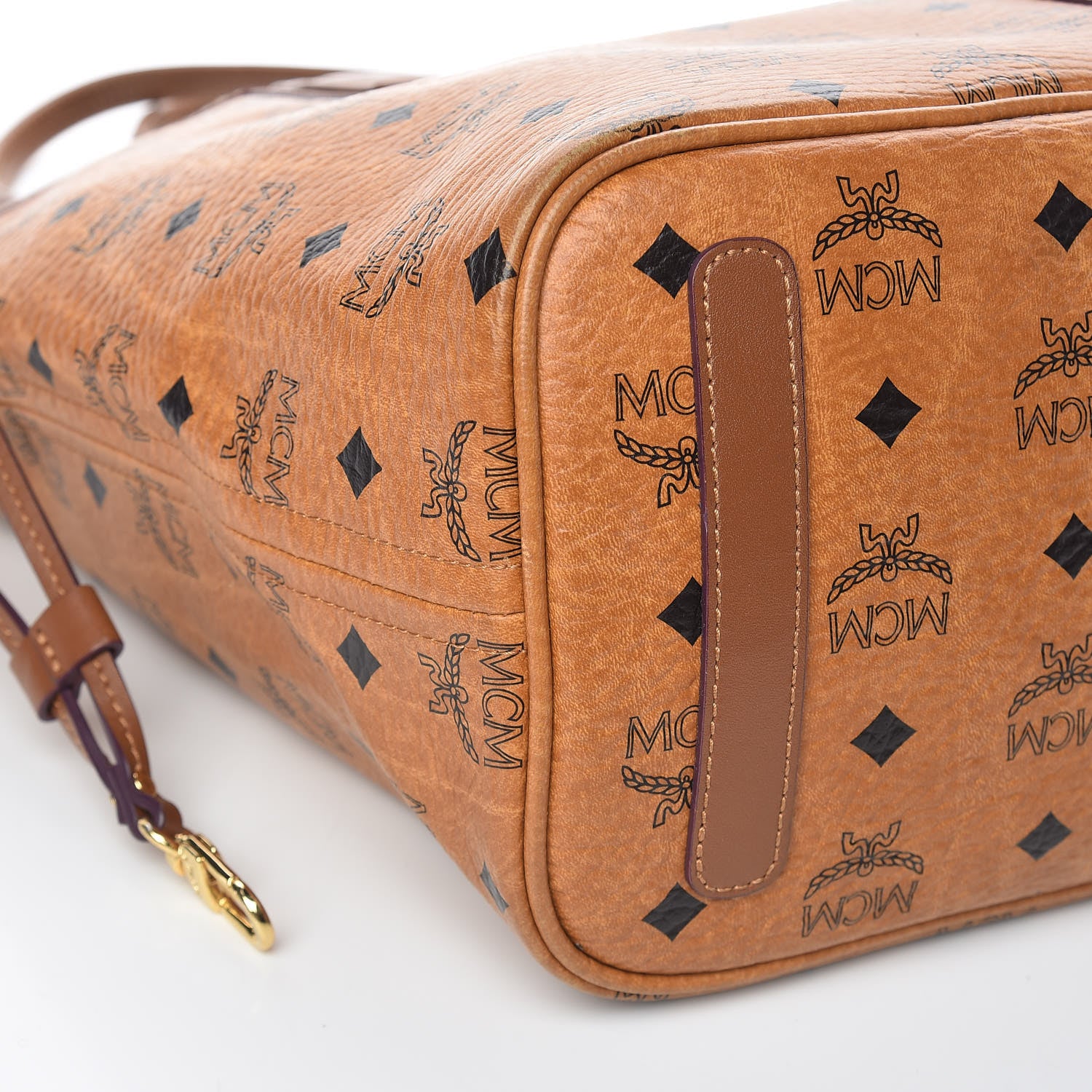 MCM Visetos Medium Liz Reversible Shopper Tote Cognac 13 of 18