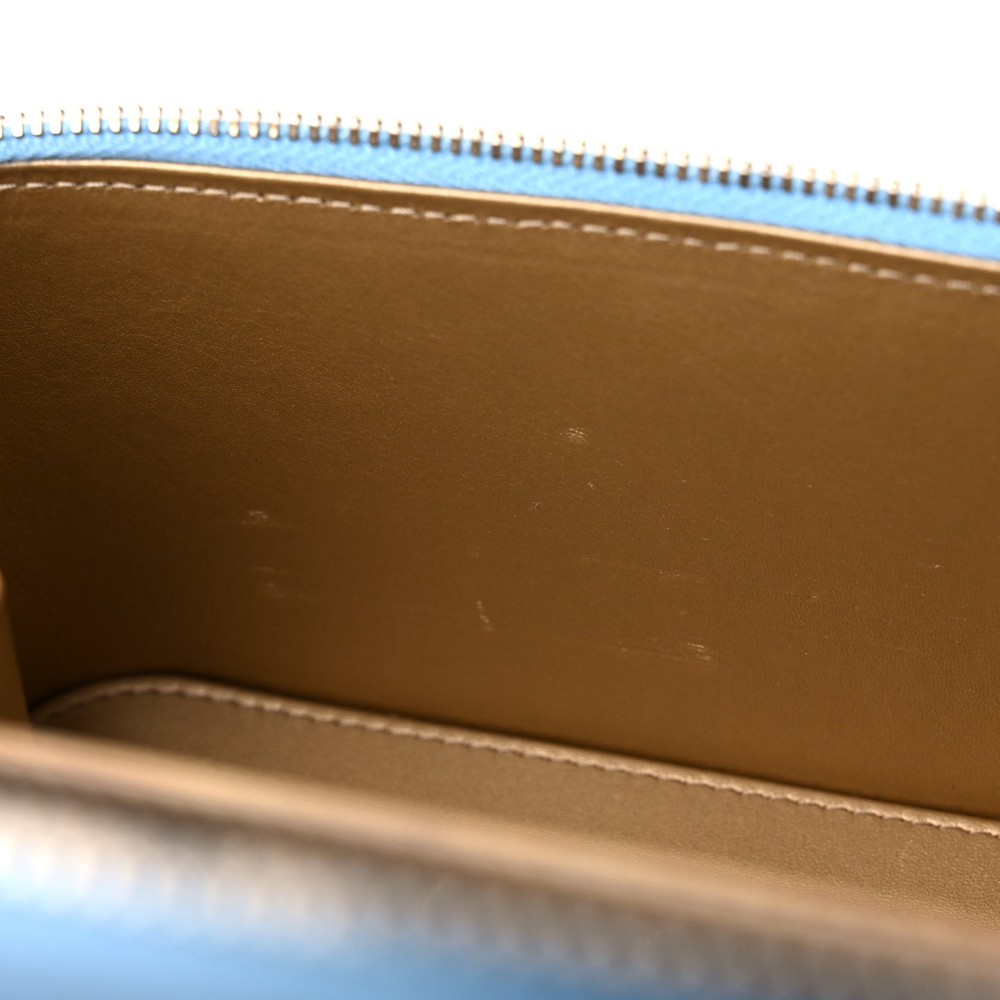 Lambskin Quilted Pearl Crush Small Vanity Case With Chain Light Blue