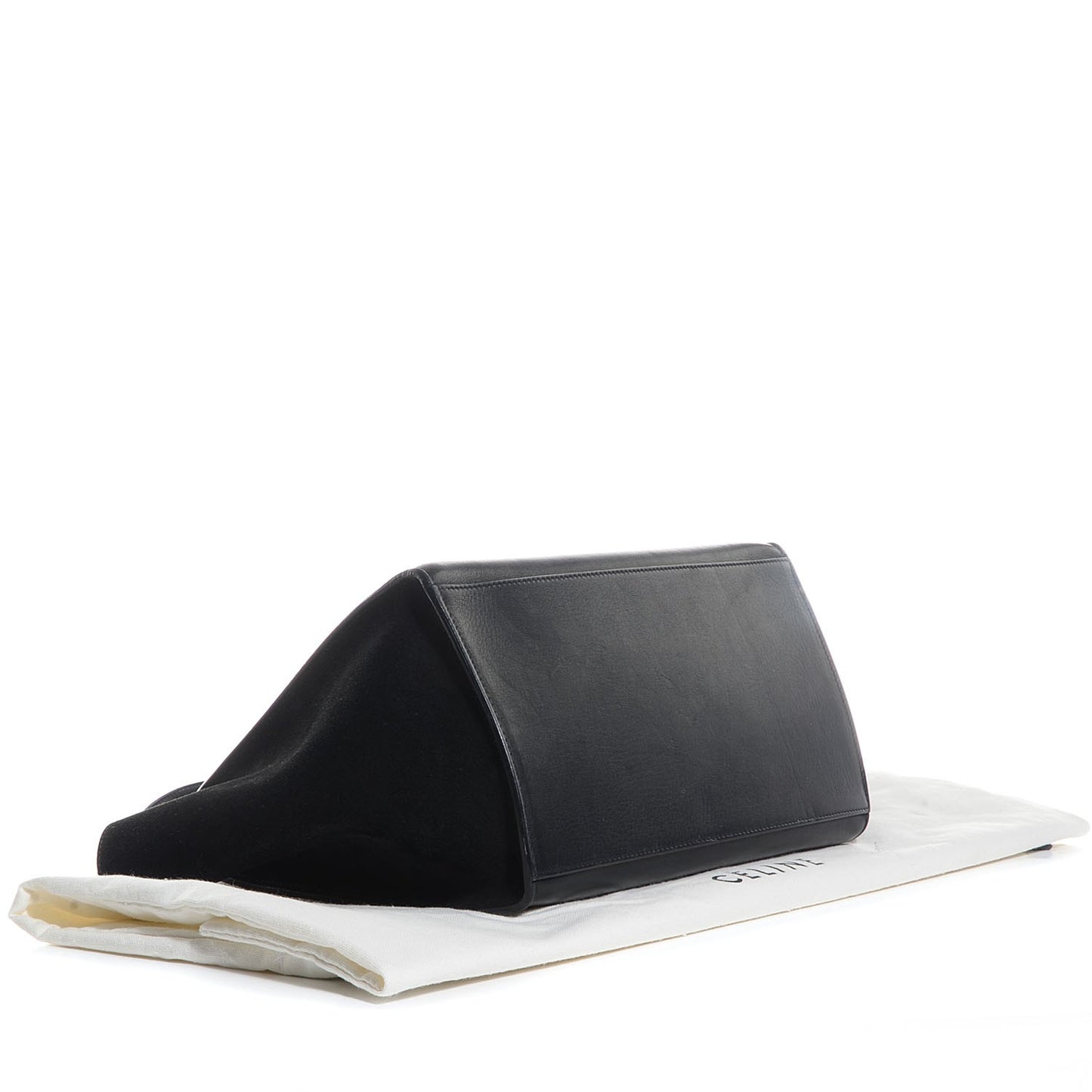 Calfskin Crocodile Embossed Medium Trapeze Black