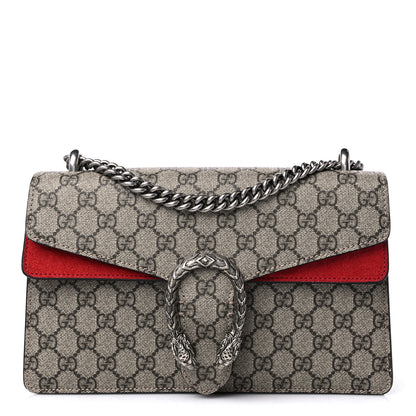 Gucci GG Supreme Monogram Suede Small Dionysus Shoulder Bag Beige Ebony Vulcanic Red 1 of 13
