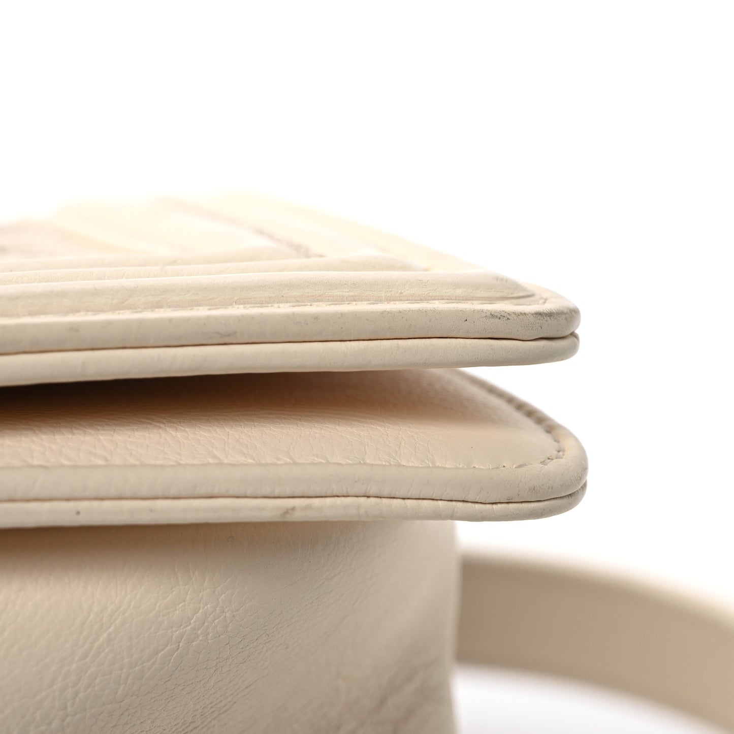 Calfskin Double Stitch Medium Boy Flap White