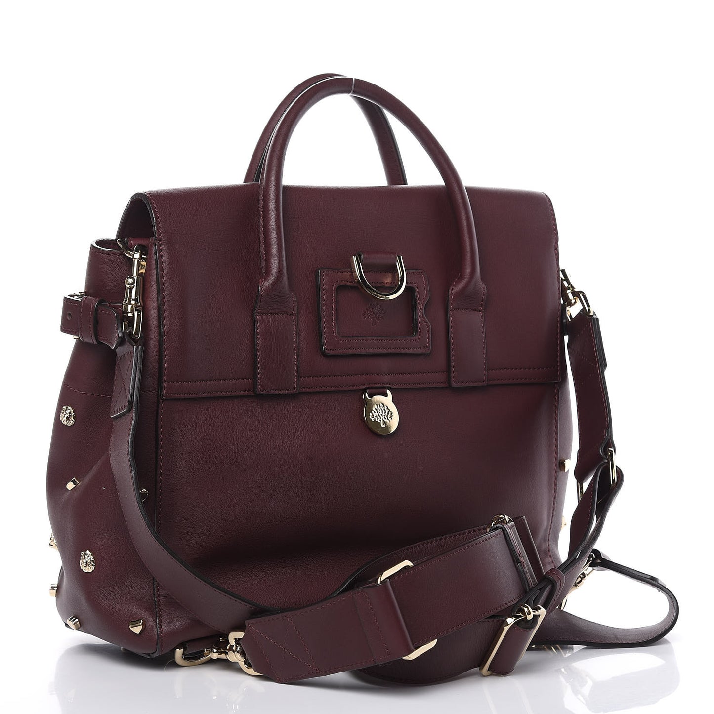 Calfskin Studded Medium Cara Delevingne Convertible Satchel Oxblood