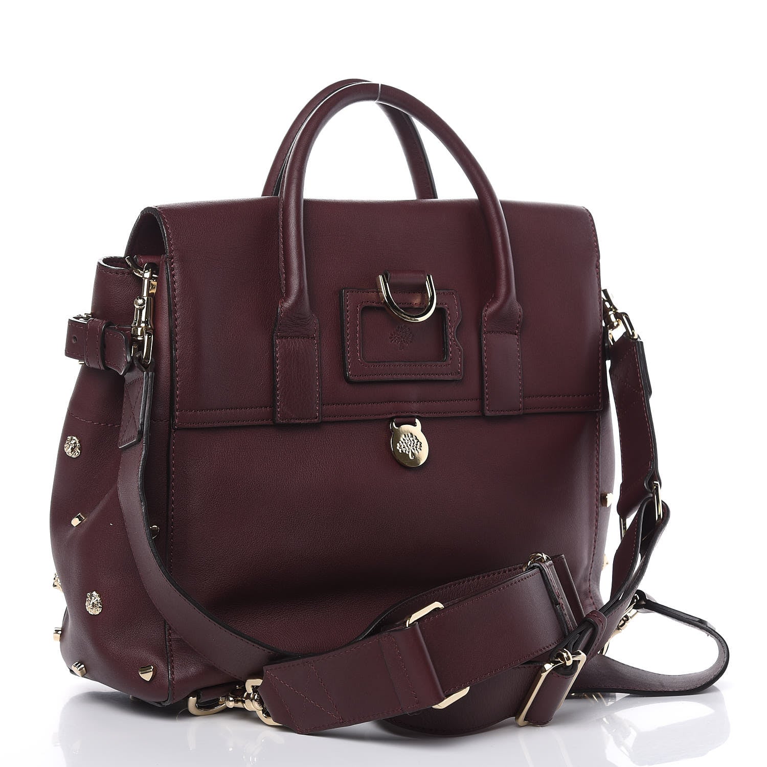 Mulberry Calfskin Studded Medium Cara Delevingne Convertible Satchel Oxblood 3 of 14