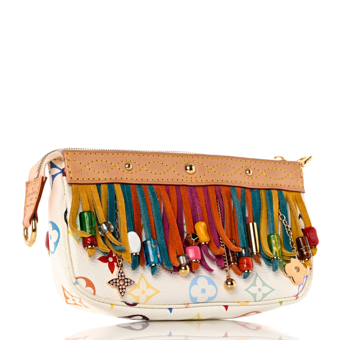 Monogram Multicolor Fringe Pochette Accessories White