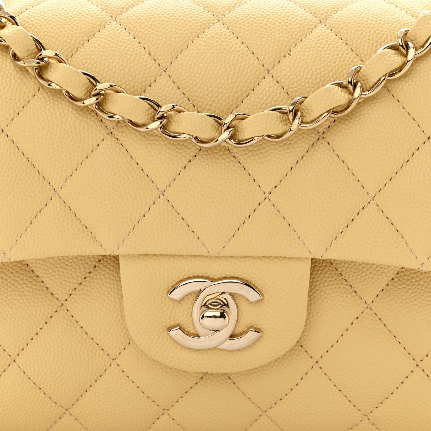Chanel Caviar Quilted Small Double Flap Yellow 8 of 10
