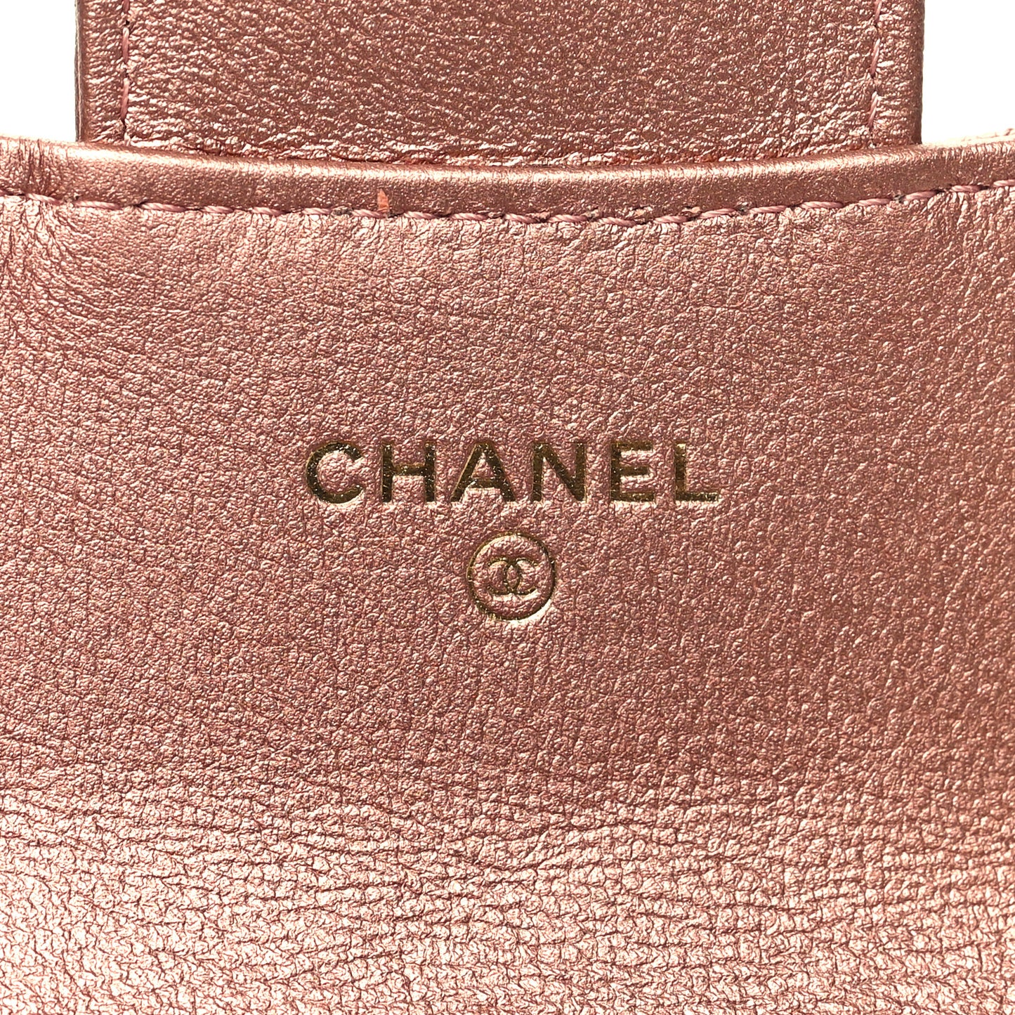 Metallic Calfskin Quilted Reissue Flap Card Holder Wallet Copper Pink