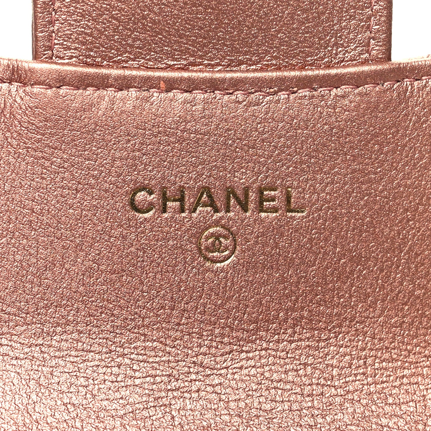 Chanel Metallic Calfskin Quilted Reissue Flap Card Holder Wallet Copper Pink 6 of 10