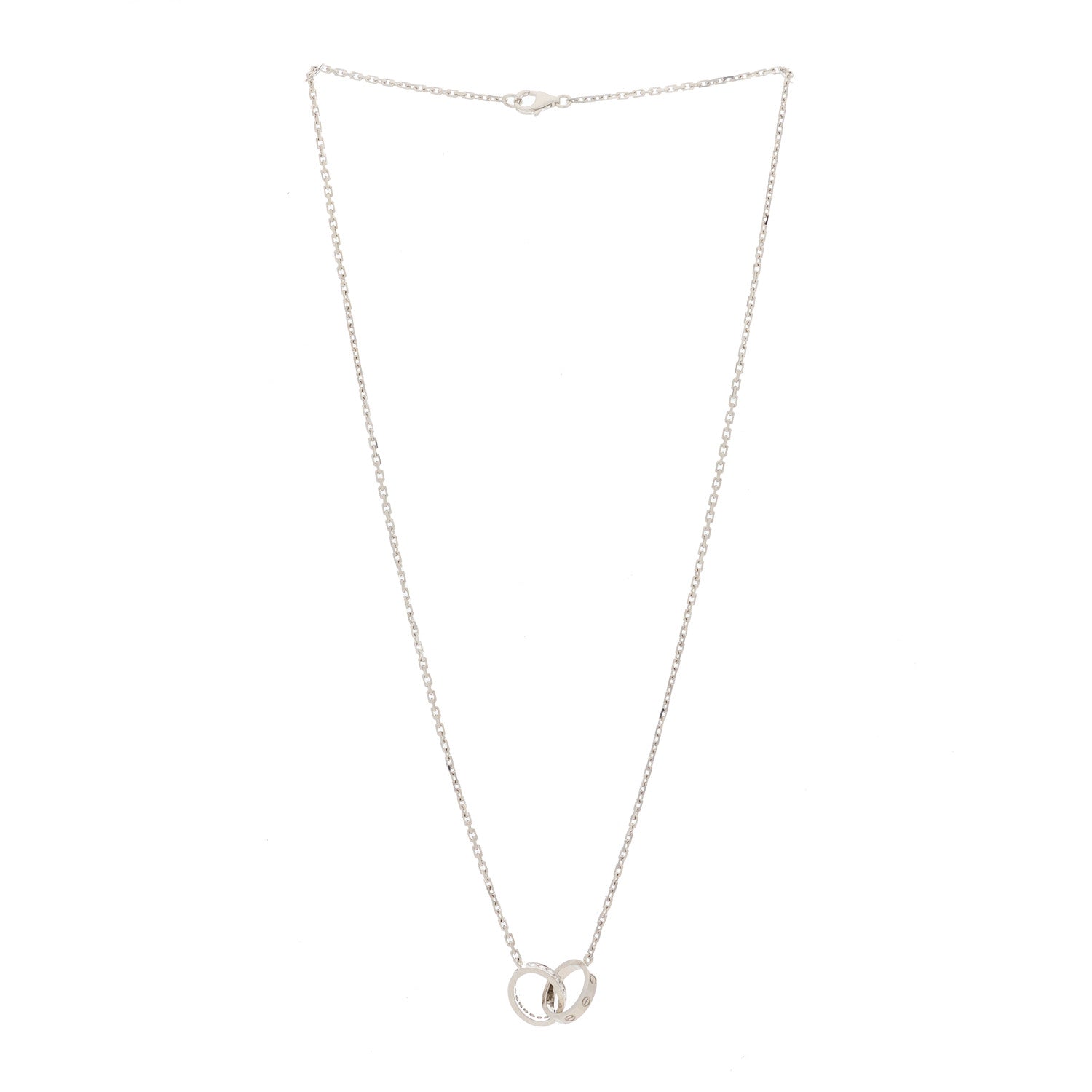Cartier 18K White Gold Diamond Interlocking LOVE Necklace 2 of 6